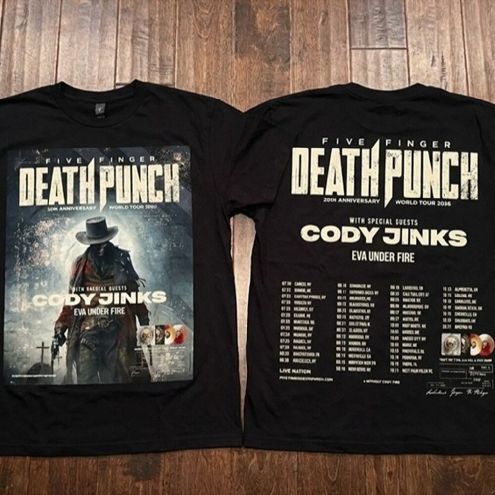 Five Finger Death Punch World Tour 2026 Shirt - Cody Jinks Concert Tee Black